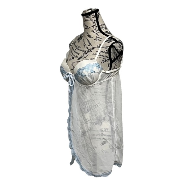 APT. 9 Vintage Y2K Sheer Babydoll Top M Mesh Lace Embroidered Lingerie Blouse - Picture 2 of 8